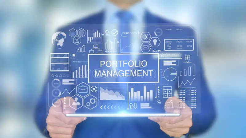 PMS portfolio management businessman hologram concept futuristic portfolio management businessman hologram concept 177205308